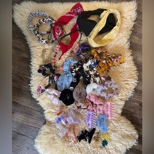 Assorted Color and Style Hair Claw Clips, Scrunchies, and Headbands